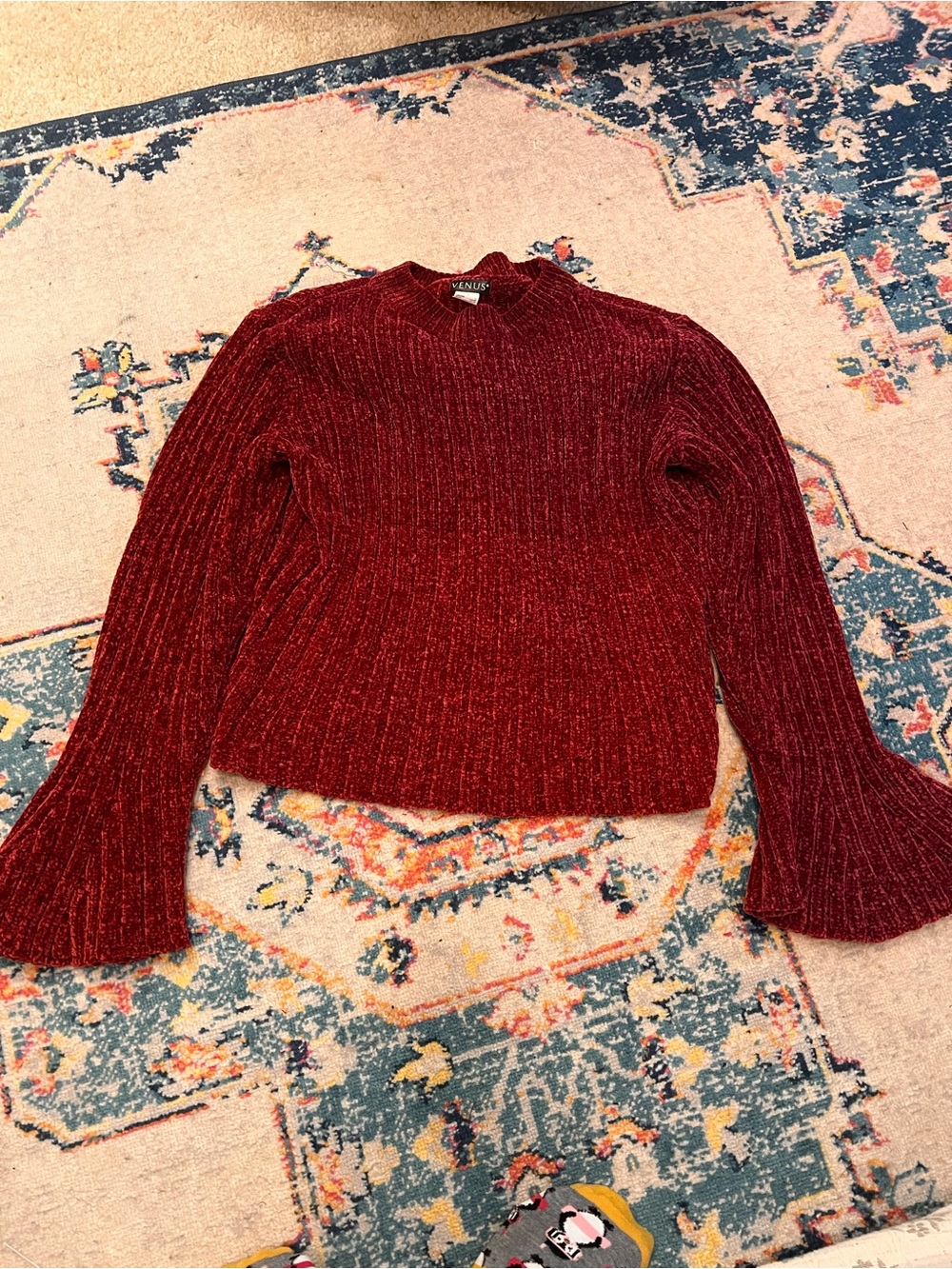 Vintage Venus berry red chenille sweater